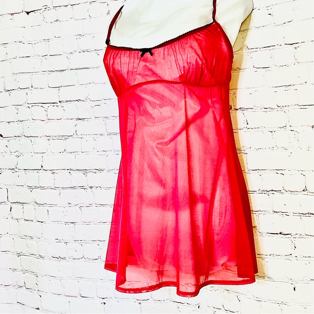 Victoria's Secret Baby Doll Sheer Red Lingerie NEW NO TAG Adjustable Straps